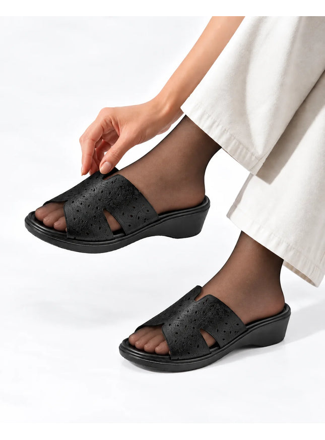 9070 Women Genuine Leather Sabot – Comfortable 3cm Heel Daily Shoes