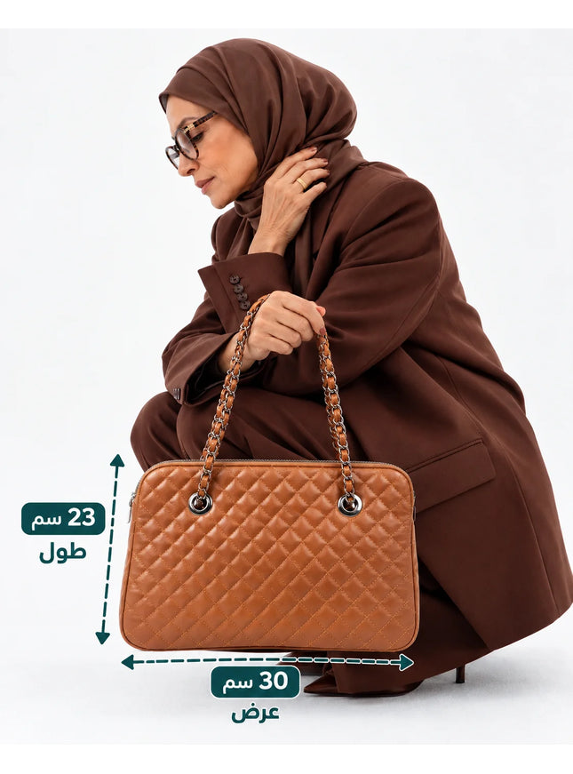 شنطة كتف حريمي موديل M069 جلد مستورد – شنطة عملية يومية بحجم متوسط 