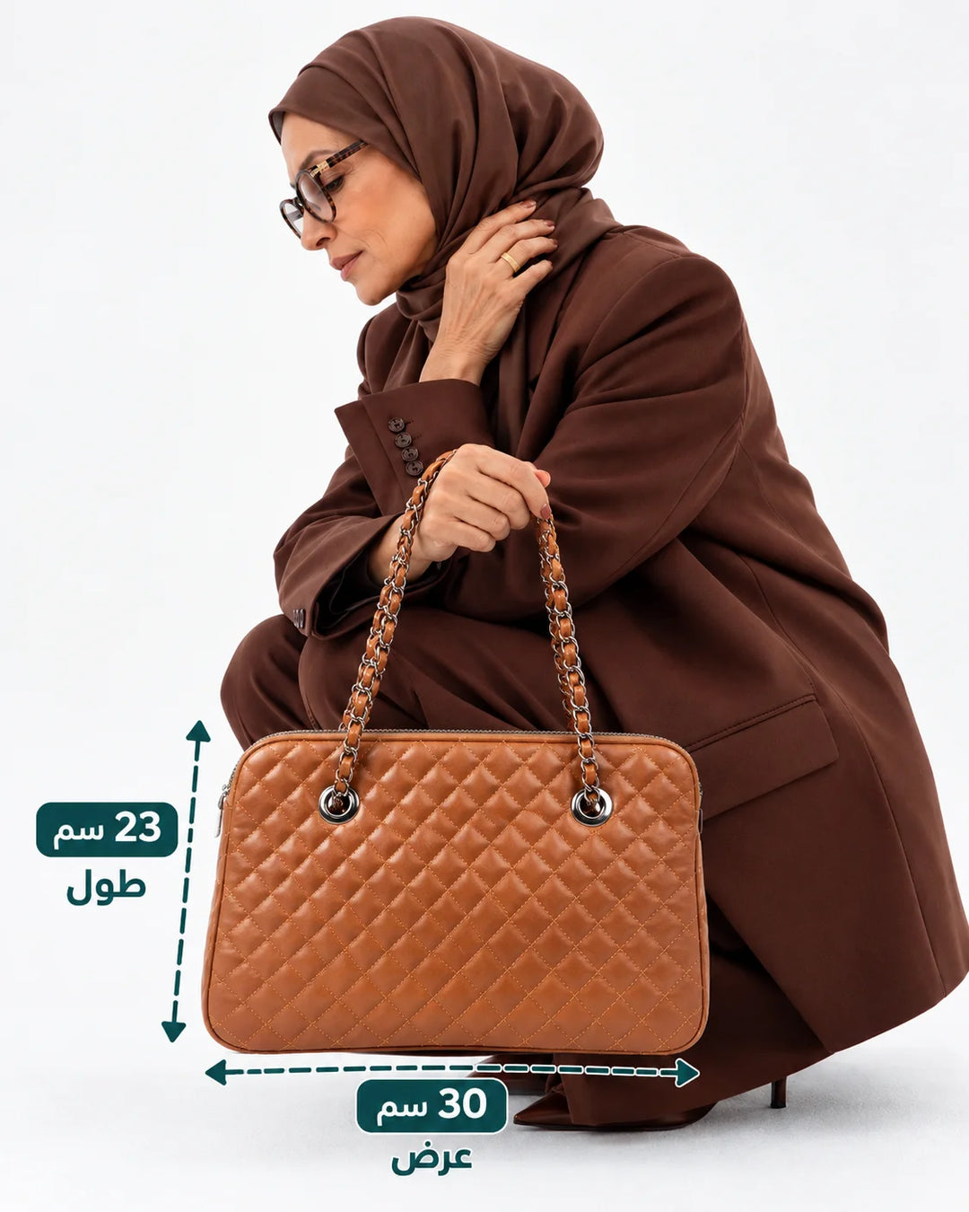 شنطة كتف حريمي موديل M069 جلد مستورد – شنطة عملية يومية بحجم متوسط 