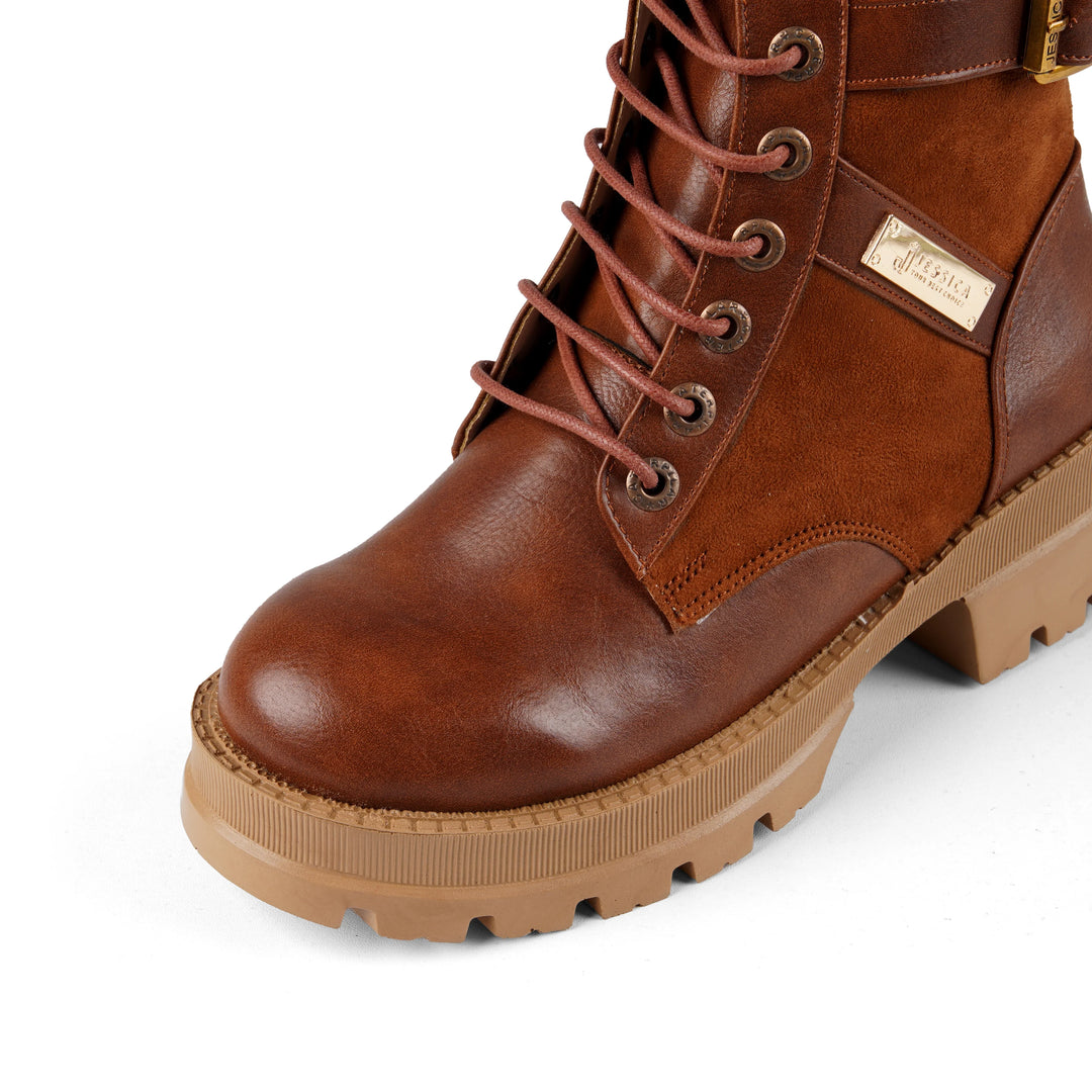Jessica 590 brown boot material and stitching detail