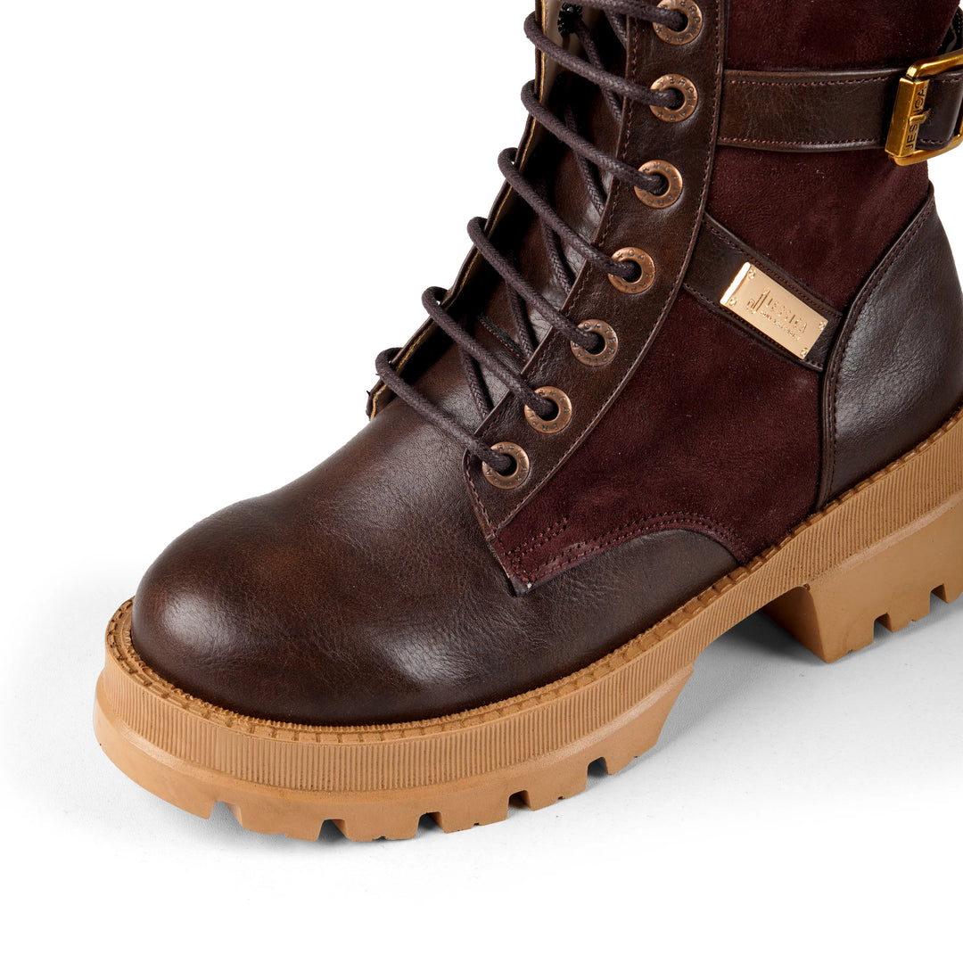 Jessica 590 cafe boot material and stitching detail