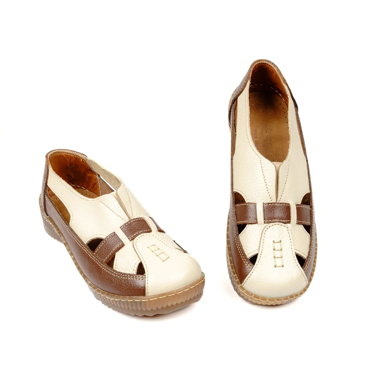 كود1001 حذاء حريمى جلد طبيعى - بني - جيسيكا