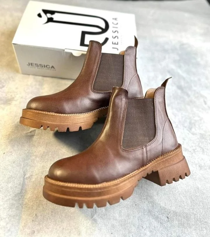 هاف بوت جلد طبيعي كود 542 - صورة حقيقية - جيسيكا